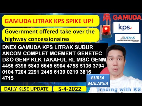 Daily KLSE BURSA Update - 5-4-2022 💥 GAMUDA LITRAK KPS SPIKE UP! 💥TAKE OVER highway concessionaires💥