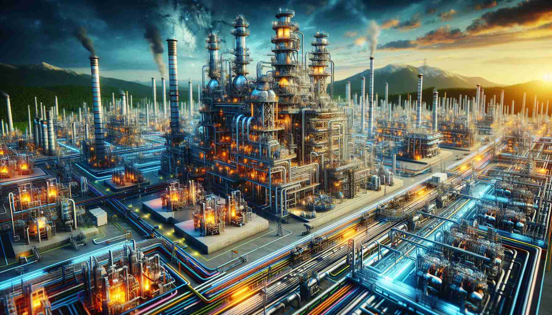 A detailed, vibrant, futuristic portrayal of an innovative carbon capture and storage project poised to revolutionize the industrial landscape across Europe. The image features complex structures and technologies designed to seize and store carbon, surrounded by the familiar scenes of a typical European industrial setting. Portray the industrious progress in HD realism, focusing on the intricate machinery, vast network of piping, and imposing storage facilities, all working in unison to mitigate carbon footprint, underscoring our commitment to sustainability and the fight against climate change.