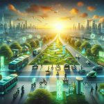 A high-definition image illustrating the future revolution of electric vehicles. Picture a sunrise on the horizon, casting a bright, hopeful glow against the backdrop of a verdant, environmentally-friendly city. Visible are various electric vehicles such as e-bikes, e-scooters, electric cars, and electric buses on the streets, showcasing a green future. This futuristic scene is accompanied by neon signs, charging stations, and eco-friendly infrastructure, embodying the green revolution. Inclusion of diverse pedestrians interacting with these facilities indicates a future where everyone is a part of this green change.