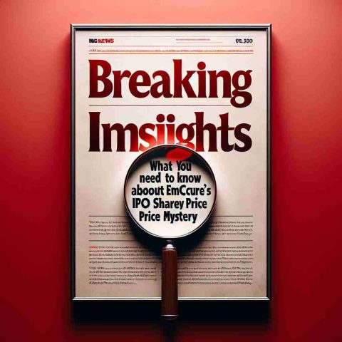 A high-definition, realistic image with a stark red backdrop, featuring the title text in bold, white font: 'Breaking Insights'. Just below, in smaller but equally bold text, present the subheading: 'What You Need to Know About Emcure’s IPO Share Price Mystery'. The overall layout should feel dramatic and certainly newsworthy. Perhaps, add some subtle visual elements of a mystery such as an integrating magnifying glass or question mark.