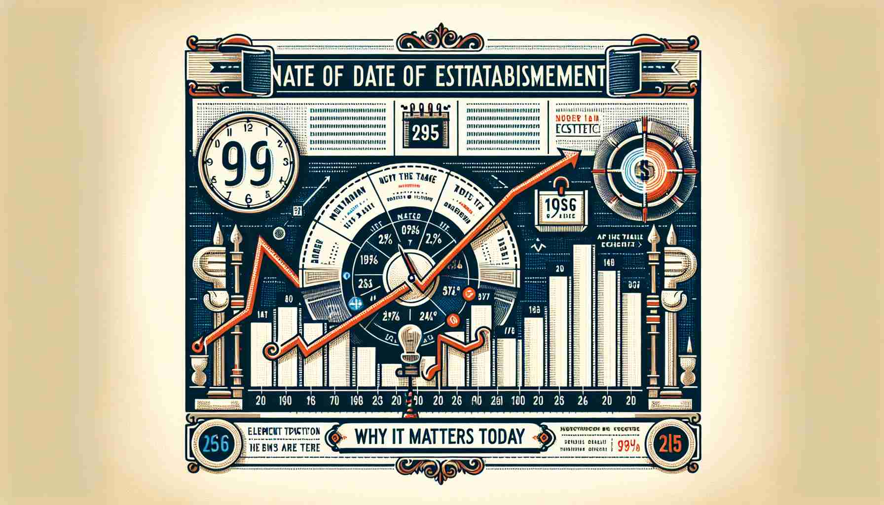 Create a comprehensive infographic in high definition that explains the date of establishment of the National Stock Exchange, including its significance then and its relevance today. The element to include are a vintage calendar symbolizing the date of establishment, a graph charting its progress and growth over the years, and a scale tipping between pros and cons to visualize why it matters today.