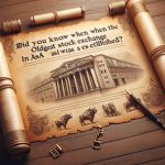 Create a high-definition, realistic image of an aged scroll paper background with text written on it saying 'Did You Know When the Oldest Stock Exchange in Asia Was Established?'