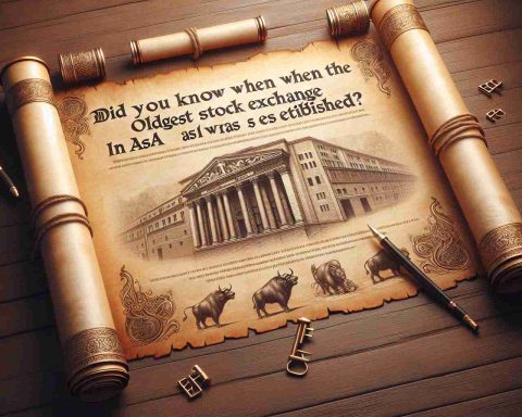 Create a high-definition, realistic image of an aged scroll paper background with text written on it saying 'Did You Know When the Oldest Stock Exchange in Asia Was Established?'