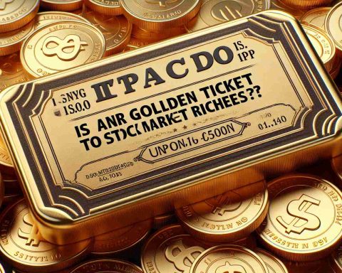 Realistic high-definition image of a golden ticket that symbolizes entrance to the stock market riches. The ticket bears the caption 'Is an IPO Your Golden Ticket to Stock Market Riches?'