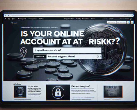 A high-resolution realistic image of a computer screen showing a headline titled 'Is Your Online Account at Risk?'. Below the headline, there is an interactive button saying 'Find Out What Could Trigger a Lockdown'. Surround it with a few suggested articles and advertisements for a realistic browsing experience. Highlight the headline and the button to draw attention.