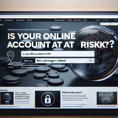 A high-resolution realistic image of a computer screen showing a headline titled 'Is Your Online Account at Risk?'. Below the headline, there is an interactive button saying 'Find Out What Could Trigger a Lockdown'. Surround it with a few suggested articles and advertisements for a realistic browsing experience. Highlight the headline and the button to draw attention.