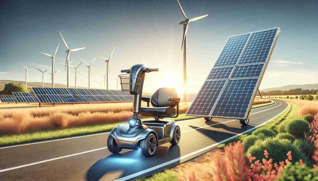 Generate a high-definition, realistic image that showcases the innovation of solar-powered mobility. The image should portray solar panels which are efficiently integrated into the design of a vehicle, such as a car or mobility scooter. The background could be a sunny day, emphasizing the source of the vehicle's energy. The scenery should be an open road or similar outdoor setting to illustrate the freedom and possibilities offered by this type of clean energy. The image should capture the sustainable technology's alignment with nature and its potential impact on future mobility.