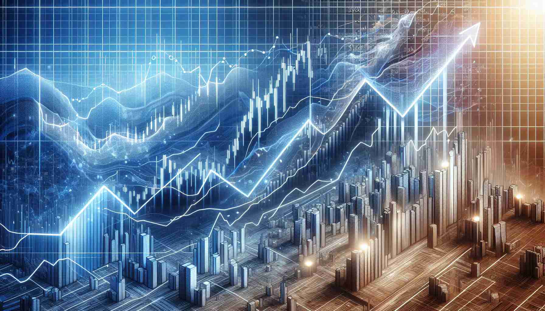 Generate a realistic high-definition image representing fluctuating market dynamics: Major stock market indexes are depicted as faltering, while certain individual stocks are depicted as climbing upwards. This could be symbolized by a downward trending graph for the major indices positioned next to an upward trending graph for the specific stocks. The graph lines are detailed and clear. The image is filled with financial symbols and truly represents the unexpected turns in the stock market.