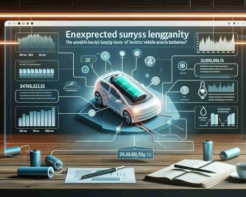 Create a realistic HD image showing a web infographic that displays information about the lifespan of electric vehicle batteries, complete with charts and statistics that might surprise the viewer. Include things like a digital car battery represented to depict an electronic vehicle's power source and embedded text emphasizing the unexpected longevity of such batteries.