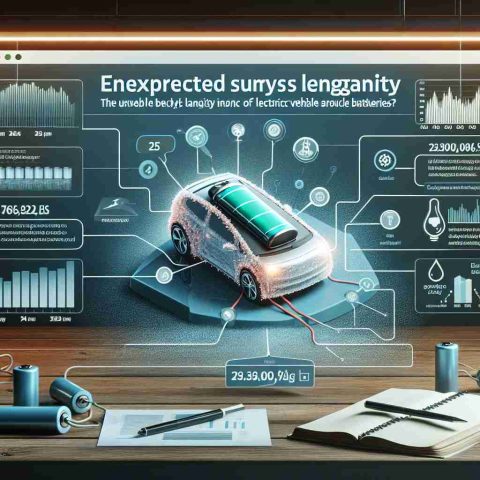 Create a realistic HD image showing a web infographic that displays information about the lifespan of electric vehicle batteries, complete with charts and statistics that might surprise the viewer. Include things like a digital car battery represented to depict an electronic vehicle's power source and embedded text emphasizing the unexpected longevity of such batteries.