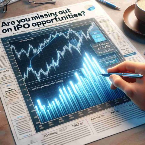 Realistic high-definition image of a chart indicating lucrative IPO opportunities. The chart is laid out on a table with a glass of coffee to the side. A hand, with a pen, points towards the potential opportunities on the chart. A headline on the chart's top right corner reads, 'Are You Missing Out on IPO Opportunities? Here's How to Secure Your Share.'