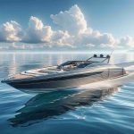 Render a realistic HD image of a luxury electric boat, that signifies a revolution in water recreational activities. The boat should be of sleek modern design, gleaming with latest technology. It should be floating serenely on calm waters, under a brilliant blue sky. Eco-friendliness should be emphasized with its electric energy source. The scene should convey the high-end luxury and comfort it provides, redefining the future of water recreation.