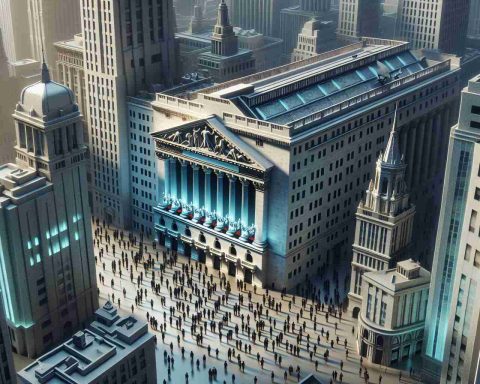 A high-definition, realistic image showing the New York Stock Exchange in all its architectural magnificence. Symbolic representation of the many stakeholders who contribute to its operation: brokers, traders, employees, and investors. The scene abstractly communicates the concept of 'ownership' by diversifying the stakeholders from different descents and genders.