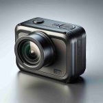 High-definition image of a trendy modern action camera device. A cutting-edge model which is compact and sleek, ideal for outdoor adventures and sports photography. It features a sturdy case, a large wide-angle lens at the front, and simple control buttons on the top. The branding of this hypothetical model is 'Lamax'. Please include a visible brand label on the design.