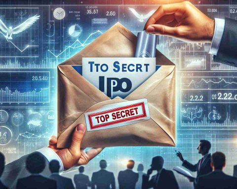 A high-definition, realistic illustration of a finance-themed scenario: An envelope with a 'Top Secret' label is being opened (unveiled) by a person's hand. The label 'IXIGO IPO Price' is clearly written on the envelope. Around the scene, there are various financial symbols and graphs, indicating a sense of mystery and anticipation. The background includes stock market charts and ticker tapes and people in business attire can be seen discussing and pondering over this newly revealed information. The overall scene should convey the buzz and excitement associated with a new IPO launch.