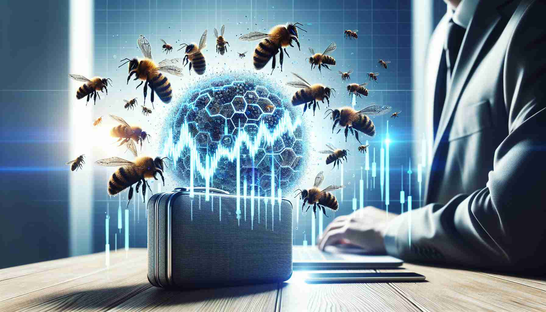 A high definition, realistic image that symbolically depicts the rising interest and discussions surrounding an Initial Public Offering (IPO) of a growing digital travel company. It could incorporate distinct elements such as a buzzing hive to represent the hype, a stylized stock market graph to symbolize the IPO, and perhaps digital elements to signify the online nature of the company.