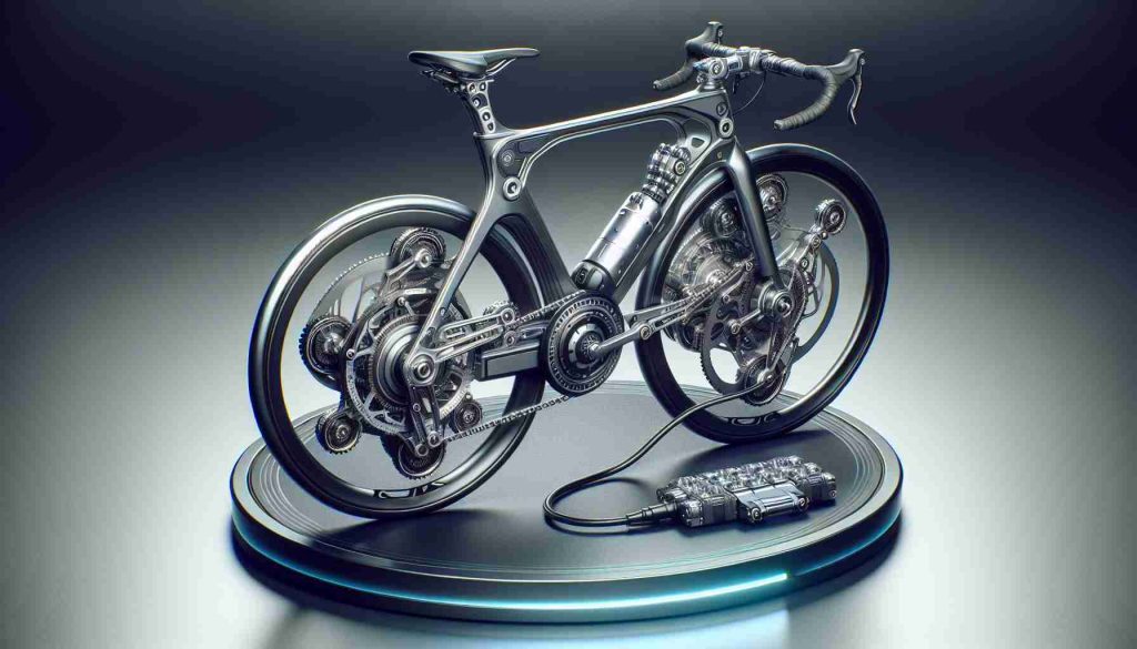 A high resolution, photo-realistic image of an innovative cycling device referred to as the 'CycloneDrive'. This pioneering gadget is currently revolutionizing the field of bike technology. The subject apparatus should be displayed prominently at the forefront with its design details being clearly visible, suggesting a significant advancement in bicycle innovation.