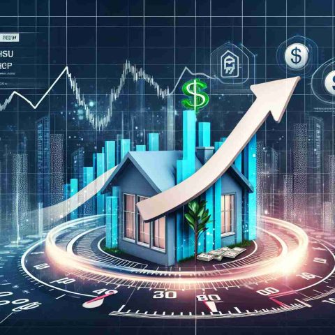 A high-definition image representing the concept of a newly emerging healthcare real estate stock, symbolizing potential for substantial profits. Visual elements to include a rising arrow graph to denote growth, a tachometer indicating high speed, a property or building representing real estate, and other financial symbols such as dollar signs or coins to represent potential profits. The image should convey a sense of exclusivity and trend-setting.