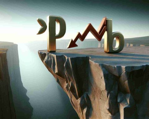 Realistic high-definition depiction of a conceptual scene where a symbol representing a high-yield dividend stock is on the edge of a precipice, illustrating the element of risk and uncertainty.