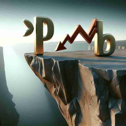 Realistic high-definition depiction of a conceptual scene where a symbol representing a high-yield dividend stock is on the edge of a precipice, illustrating the element of risk and uncertainty.