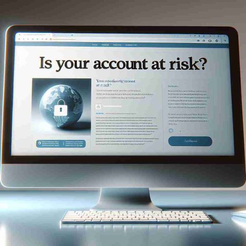 A realistic image in high definition of a computer screen with an open internet browser. On the screen is a headline that reads, 'Is Your Account At Risk?'. Below the headline, there is an article providing information about potential cybersecurity threats and ways one's account could be at risk. The colour scheme of the webpage is neutral, and includes tones of blue for accent and highlighting key points.