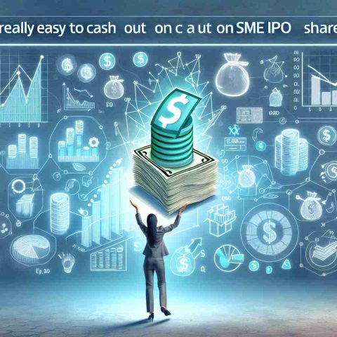 Design a realistic, high-definition image representing the process of cashing out on small and medium enterprise (SME) Initial Public Offerings (IPO) shares. It can include symbols representing growth, investments (such as graphs or charts), or a person happily realizing the earnings from these shares. The question 'Is It Really Easy to Cash Out on SME IPO Shares?' prominently features at the top of the image.