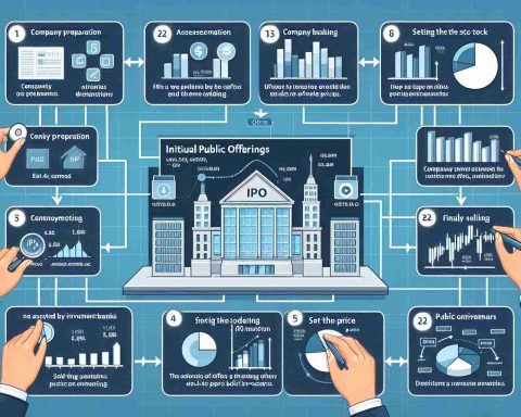 Construct a detailed, high-definition infographic explaining the process of Initial Public Offerings (IPOs). This should include various stages such as company preparation, assessment by investment banks, setting the offer price, and finally the selling of the stock to public investors. The infographic has to be clear, engaging, and should visually illustrate the complex financial process in a simplified and user-friendly manner.