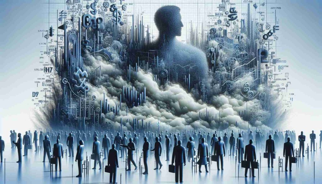 Realistically detailed, high-definition rendition of a symbolic representation denoting the concept of 'Who actually owns the Stock Exchange.' It may include the silhouettes of metaphorical giants behind a dense, opaque financial mist, representing the market giants. Include intricate details symbolizing the complexity and intricacy of the stock market. No identifiable persons should be depicted. The characters should remain as abstract representations of 'ownership' and 'power.'