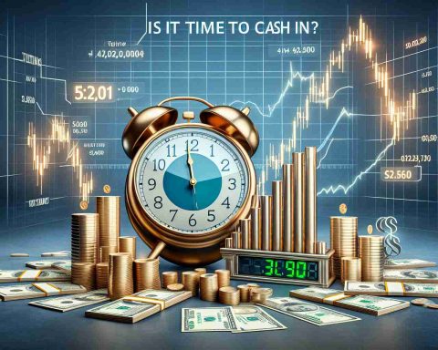 A realistic high-definition image represents the concept of selling IPO shares. It comprises of a clock showing that it's time, a stock market graph exhibiting a positive rise, and stacks of cash. The clock metaphorically suggests the timing for selling shares. The stock market graph signifies the consistent growth, and the cash stands for the gain or return an investor can get after selling. Additionally, include a question text, 'Is it time to cash in?', which altogether analogy to 'Discover When to Sell Your IPO Shares'