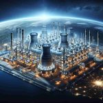 A high-definition, realistic depiction of a massive futuristic energy plant. This industrious scene is set against the backdrop of our planet, Earth, symbolically illustrating the possibly key role of this energy giant in future-proofing our home.