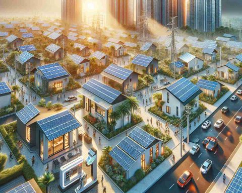 Highly detailed, realistic image showing the positive impact of solar power on global lifestyle. Depict a variety of residential buildings, from small rural homes to large urban high-rises, with solar panels installed on their roofs. Illustrate energetic rays of sunlight hitting the panels, symbolizing their conversion into clean energy. Include a scene of an electric car charging from a solar-powered station to showcase sustainable transportation. Ensure that human interaction is indicated with individuals of different genders and descents - female, male, Caucasian, Hispanic, Black, Middle-Eastern, and South Asian - visibly reaping benefits of this technology in their daily routines.