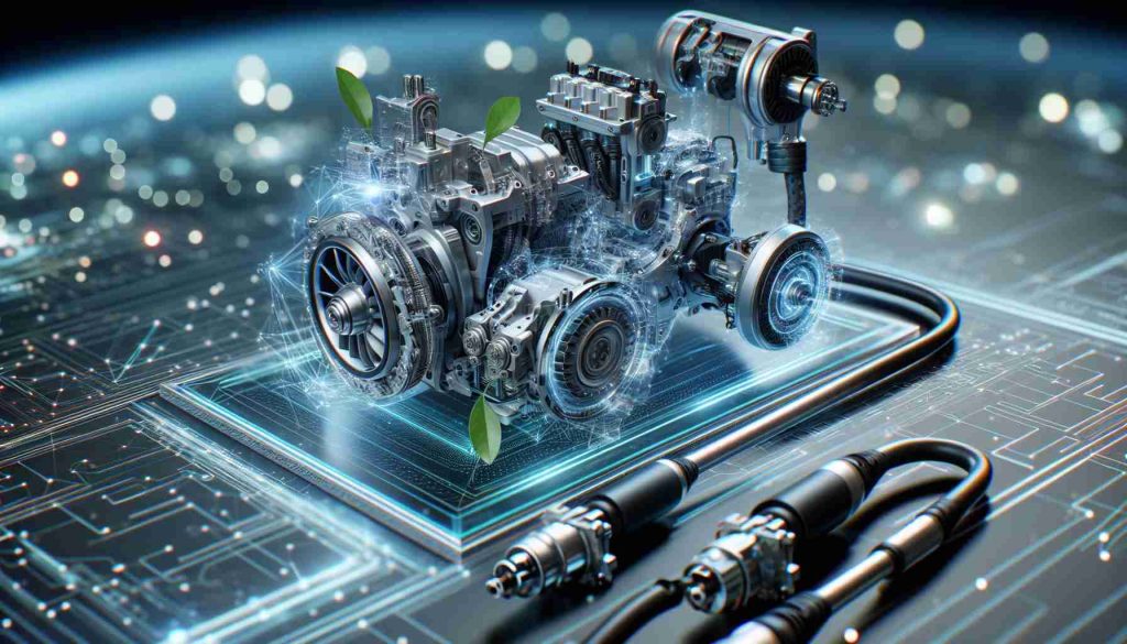 Realistic high-definition image of the cutting-edge innovations in electrified technologies by an anonymous manufacturing company, especially those geared towards shaping a sustainable future. The focus should be on the intricate details of the technology, highlighting components such as electric engines, batteries, and charging systems set against a backdrop that signals innovation and advancements in science.