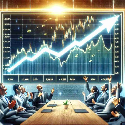 A realistic high definition image representing the concept of a financial breakthrough. This includes a stock chart shown on a digital screen with an arrow pointing upwards, signifying a rise in a company's stock value. The name 'Constellation Energy' is prominently displayed, suggesting it is their stock that is experiencing this increase. Excited investors are depicted in the background, their faces filled with anticipation and eagerness, eagerly discussing and analyzing the potential for growth.