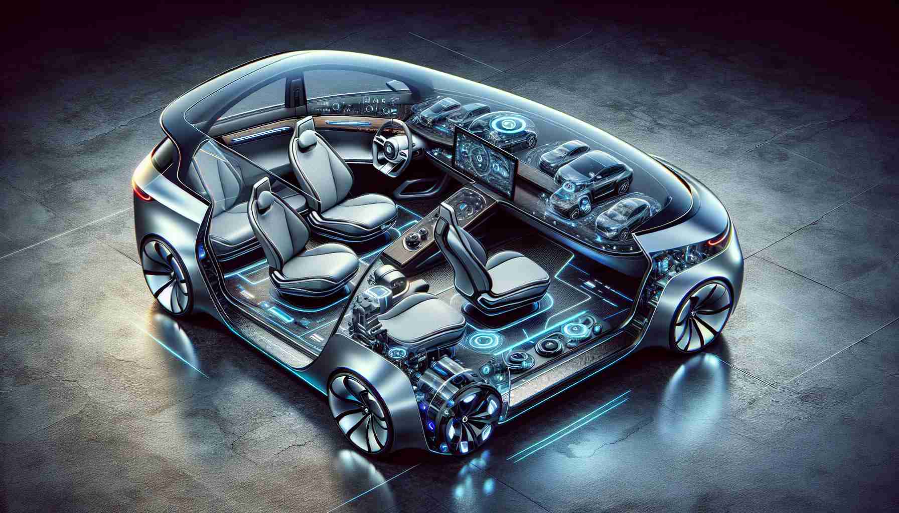 Detailed image of a series of new autonomous electric vehicles that was recently introduced by a prominent tech company amid some controversy. The vehicles integrate innovative technology and futuristic design elements. The image showcases the sleek exteriors and interiors of these vehicles in high definition, capturing their luxurious and spacious cabins, state-of-the-art steering systems, comfortable seating arrangements, and top-notch dashboard controls. Emphasize the electric charging ports in the vehicles, the symbol for autonomous driving on their bodies, and the confusion around the symbol in the scenery.