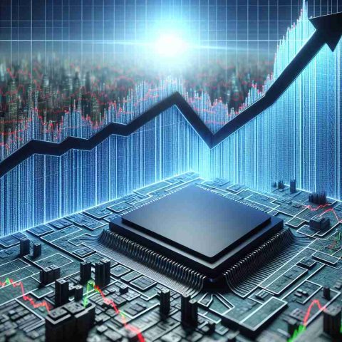 Realistic high-definition depiction of an abstract concept: The sudden and unexpected critical drop of semiconductor stock value, visualized as a steep descending graph line amid an otherwise healthy stock market chart.