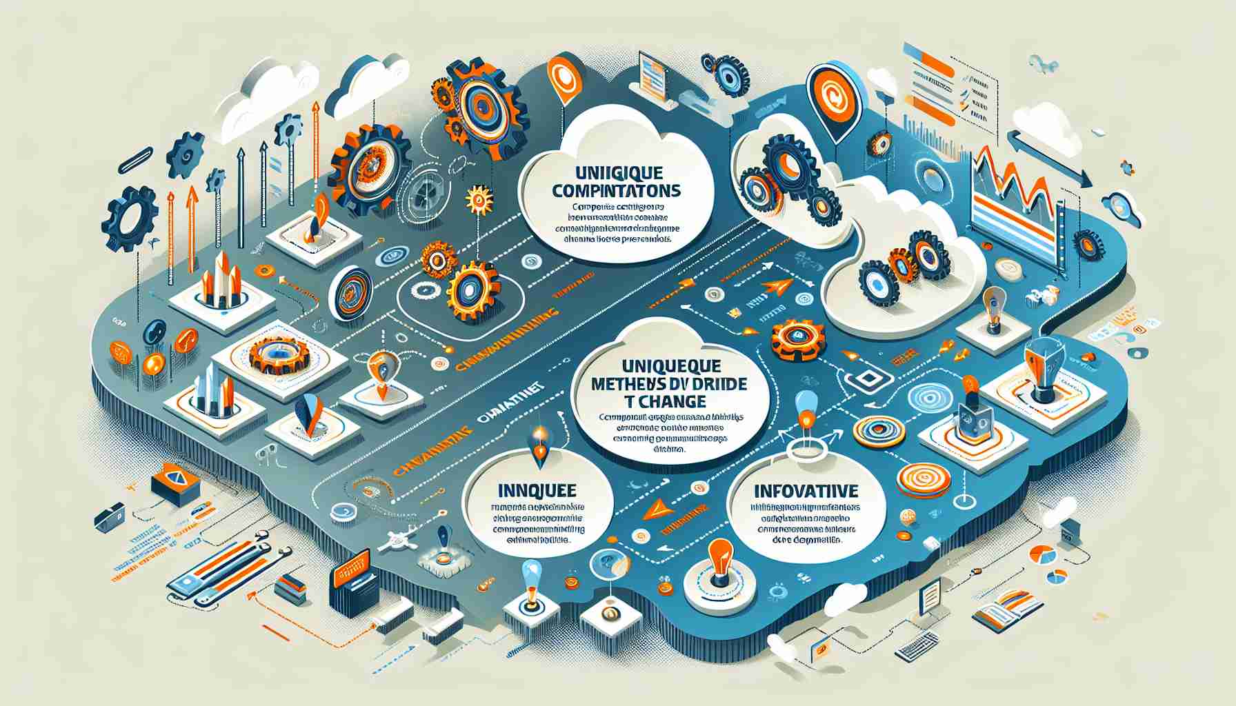 High-definition representation of an infographic highlighting unique methods companies are employing to drive change. The image consists of innovative elements accompanying each description, together forming an engaging and informational visual.