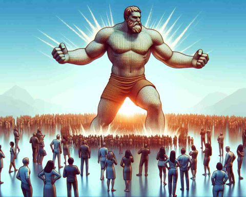 A high-definition, realistic representation of a metaphorical giant's bold move sparking controversy. Visualize the giant as a towering and imposing figure, his actions causing ripples in a symbolic sea of public opinion. People of different descents and genders are depicted, showing mixed reactions to this event, highlighting the brewing controversy.