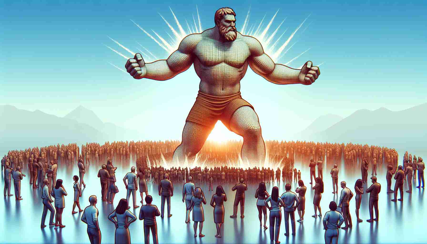 A high-definition, realistic representation of a metaphorical giant's bold move sparking controversy. Visualize the giant as a towering and imposing figure, his actions causing ripples in a symbolic sea of public opinion. People of different descents and genders are depicted, showing mixed reactions to this event, highlighting the brewing controversy.