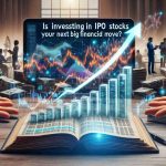 A HD quality, realistic image showcasing the concept of investing in Initial Public Offering (IPO) stocks as an important financial move. The scene can involve a Layered pile of diverse IPO prospectuses on a wooden desk with a laptop displaying graphs of stock market growth open beside them, a dramatic soaring arrow symbolizing growth in the digital screen, and in the background persons of diverse descent busy analyzing financial data. A text overlay saying 'Is Investing in IPO Stocks Your Next Big Financial Move?' is stretched across the middle of the image.