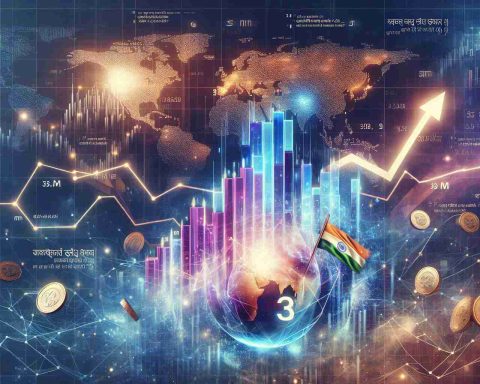 High-definition realistic image of a finance-related concept. Consider displaying various elements such as a rising stock market graph, India's map, and the number 3M presented in a dynamic and exciting way. Overlay these elements with a intriguing question like 'Poised for a Financial Breakthrough?' Also include a mystical touch suggesting an exploration of what's hidden behind the numbers.