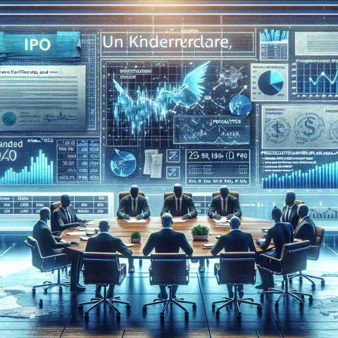 A highly realistic image in HD depicting a fictional scene related to the unexplored narrative of KinderCare's Initial Public Offering (IPO). This could include symbolisations of financial documents, share certificates, projections and analyses charts, and possibly a few investors discussing around a table in a corporate setting. It should convey key aspects that investors would need to know, creating an air of intrigue and anticipation.