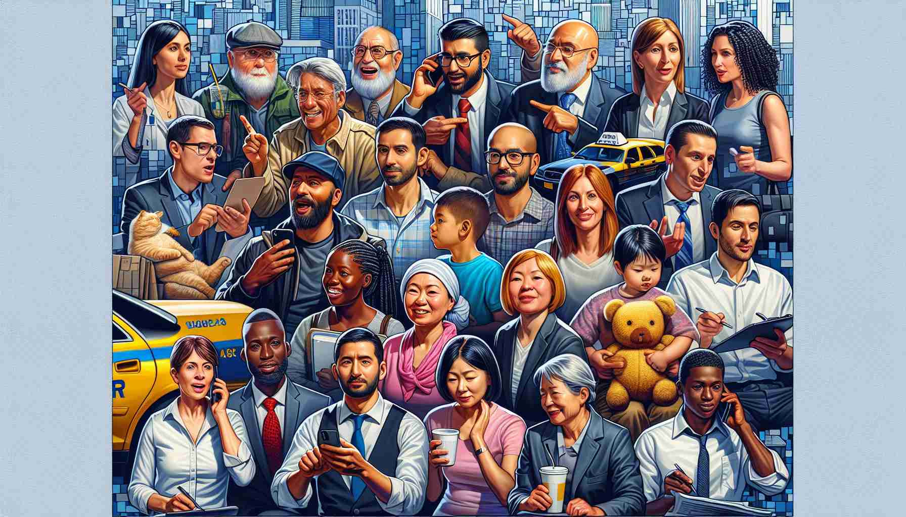 A high-definition and realistic illustration encapsulating the diversity of individuals who invest in the stock market. The image portrays, with equal representation, individuals of different descents like Hispanic, Caucasian, Black, Middle-Eastern, and South Asian. It breaks stereotypes, showing both men and women from various social and economic backgrounds - from a taxi driver to a teacher, a single parent to a retiree - all actively engaged in researching, discussing, and taking decisions about stock market investments.