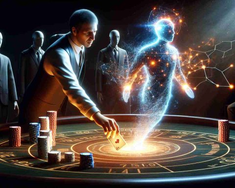 A realistic, high-definition image of a conceptual representation of a surprising move by a hedge fund. The scene unfolds with the metaphorical depiction of a hedge fund as a professional gambler placing a sizable bet on an unexpected player in the game. The unexpected player is represented as an unassuming figure infused with the glowing aura of artificial intelligence. The entire scene is shrouded in suspense and subtlety capturing the unpredicted betting choices in the financial world.