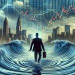 Generate a high-definition image that depicts the unexpected fluctuations in the stock market pertaining to a company called DTE Energy. Include a metaphorical representation of a singular investor causing ripples or waves in these market shifts.