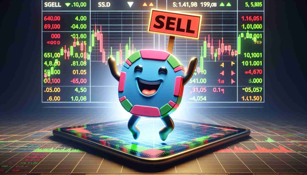 A high-definition, realistic image of the concept where a small-cap stock defies a sell call with an unexpected market dance. In this metaphorical scene, imagine a personified stock as a colorful chip on a trading platform, underneath a glaring 'sell' sign. Despite this, the stock thrives and exuberantly 'dances' on the screen amidst charts and numbers, representing positive rises and falls in the market.