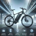 Generate a realistic, high-definition image exploring the innovative features of an advanced professional grade electric bike, namely superb battery efficiency, ergonomic and sleek design, and advanced controller technology. The e-bike should preferably have matte black finishing and should also include prominent LED headlamp, disc brakes and a digital display. The image should be set in an urban context, indicating its utility for city commuting.