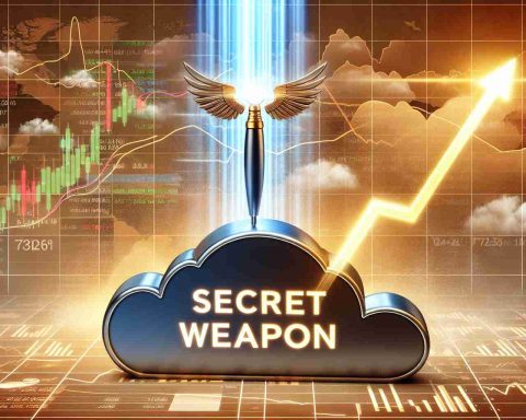 Realistic HD image depicting a metaphorical scenario where a tech company's 'secret weapon' justifies its sudden stock surge. Imagine the secret weapon as a shining beacon, lifting the company's logo higher, indicating the upward trajectory of the stock. The backdrop should be a collage of stock market graphs and charts, with a golden surge line boldly visible.