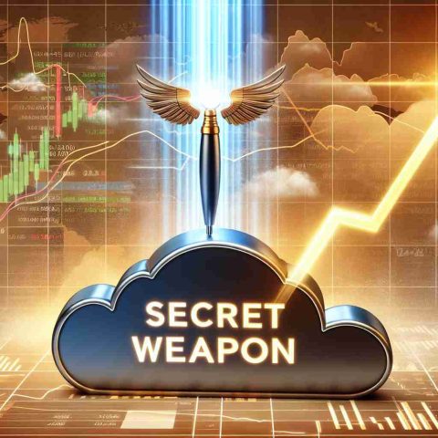 Realistic HD image depicting a metaphorical scenario where a tech company's 'secret weapon' justifies its sudden stock surge. Imagine the secret weapon as a shining beacon, lifting the company's logo higher, indicating the upward trajectory of the stock. The backdrop should be a collage of stock market graphs and charts, with a golden surge line boldly visible.