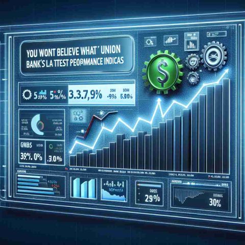 Generate a realistic, high-definition image illustrating a financial performance chart or graph with the title 'You Won't Believe What Union Bank's Latest Performance Indicates'. The graphics should reflect startling or unexpected positive development.