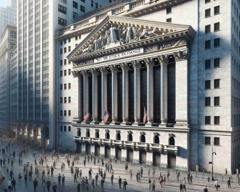 Realistic, high-definition image of the New York Stock Exchange building located at Wall Street, reflecting its significance as a potent symbol of global finance. The towering structure depicts Greek Revival architecture with a massive colonnade of Corinthian columns. People from varied descents and genders are seen entering and leaving the building.